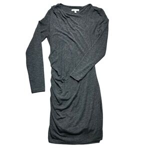 Banana Republic Ruched Sheath Dress Womens M Gray Viscose Blend